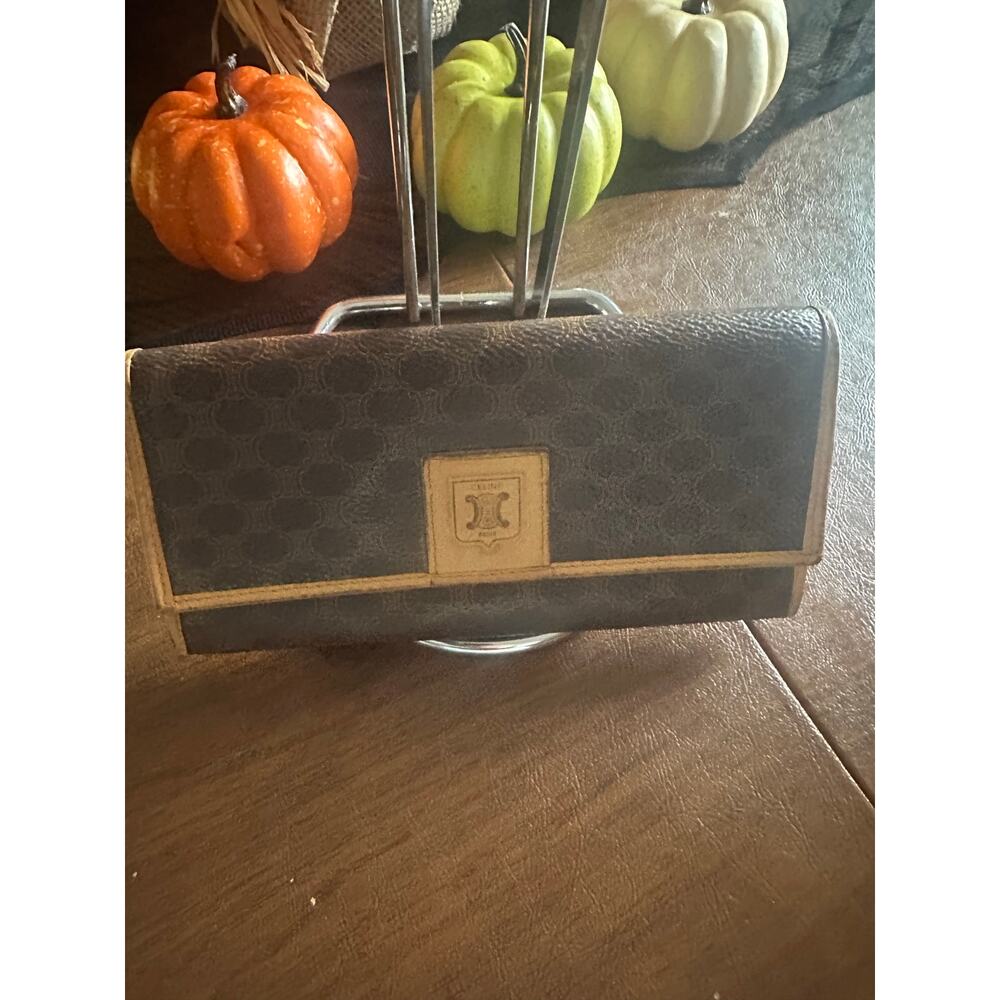 Celine Macadam Leather & PVC Long Snap Wallet Women's Luxury and Vintage
